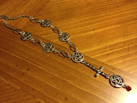 Satanic Rosary silver with pentacles version 2