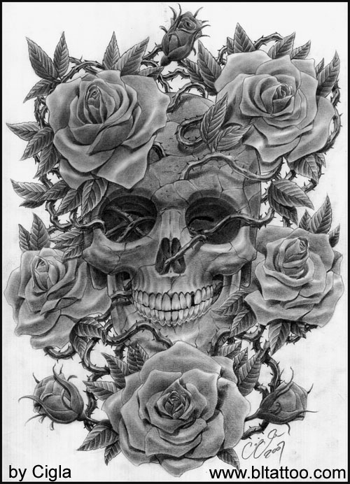 Skull with roses