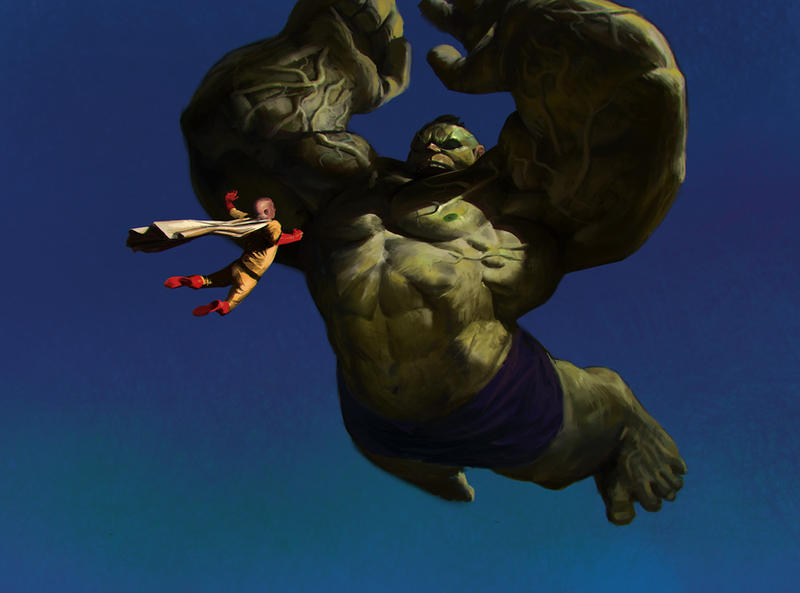 Saitama vs Hulk by KangJason