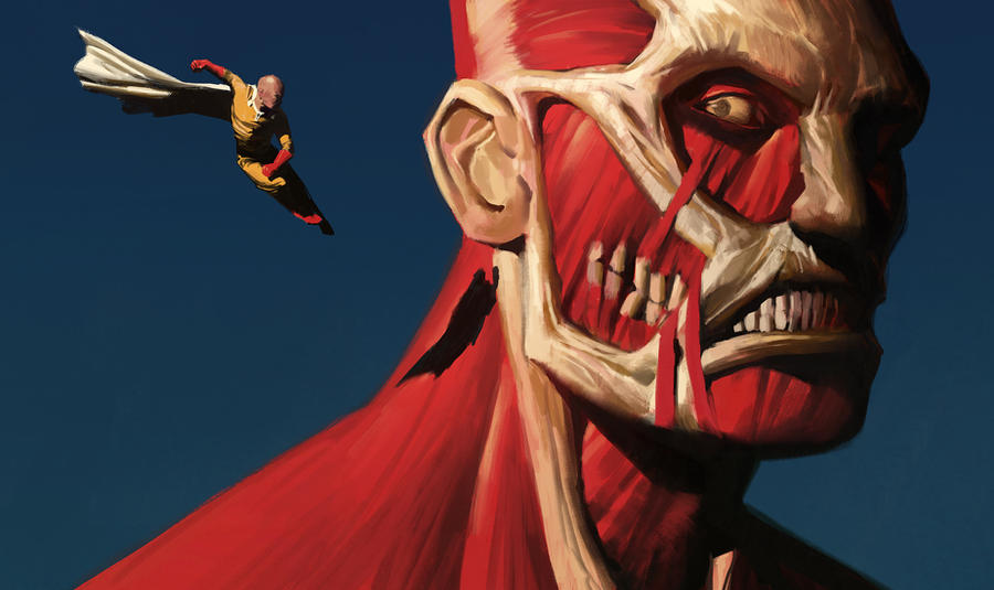 Saitama vs Colossal Titan by KangJason