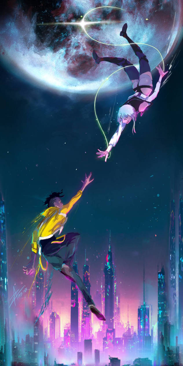 Mauspad Cyberpunk: Edgerunners - Lucy And David On Moon