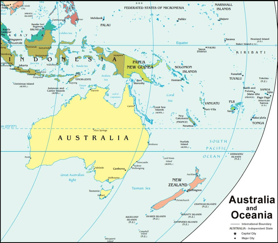 Где находится океания. Политическая карта Австралии и Океании.