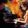 The Art of Music - Beautiful Woman Playing Piano