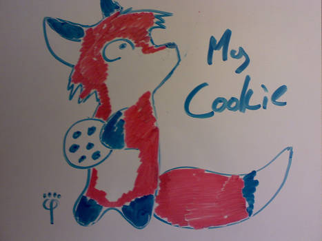 Whiteboard Fox With Cookie
