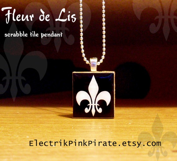 Fleur de Lis scrabble pendant