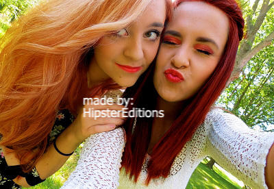 Megan and Liz Edit, make-up and hair color.