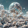 Fantasy glowing white planet