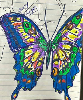 Sapphire emerald amethyst butterfly