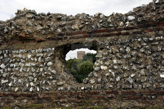 Cathedral Through Roman Wall.