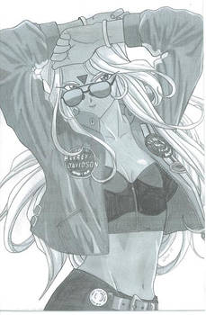 Urd in a Harley Jacket