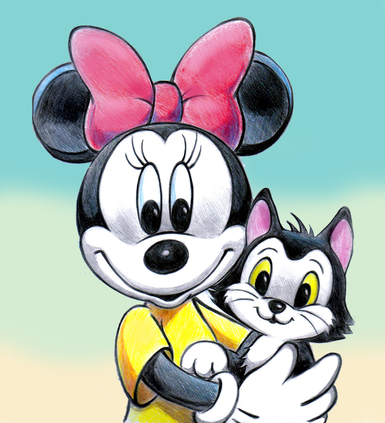 Minnie Mouse and Figaro