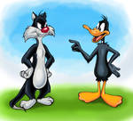 Sylvester the Cat and Daffy Duck by zdrer456