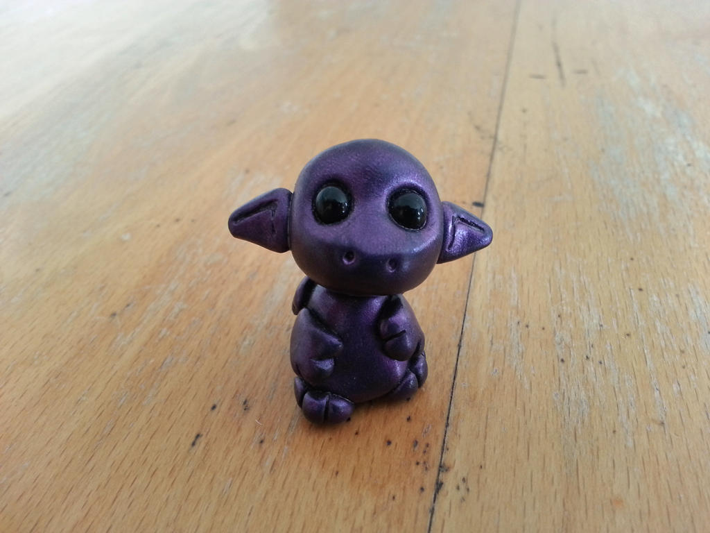 polymer clay mini metallic dragon-purple violet