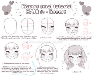 .: Smol Tutorial - HAIR #1 - lineart :. by Ricuu