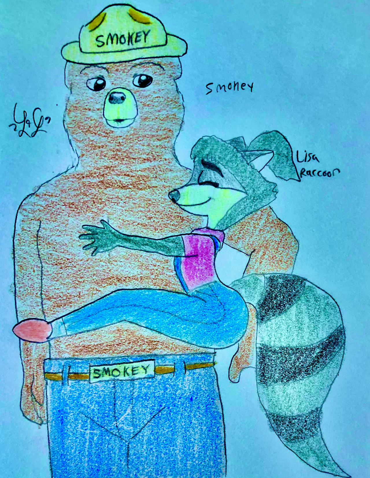 Lisa Racoon Lisa Raccoon hugging Smokey by LugiaLover249 on DeviantArt
