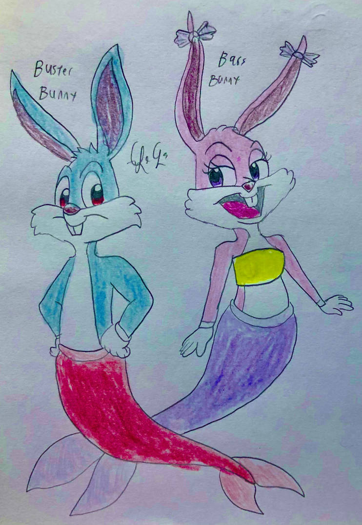 Buster Bunny and Babs Bunny as merrabbits by LugiaLover249 on DeviantArt