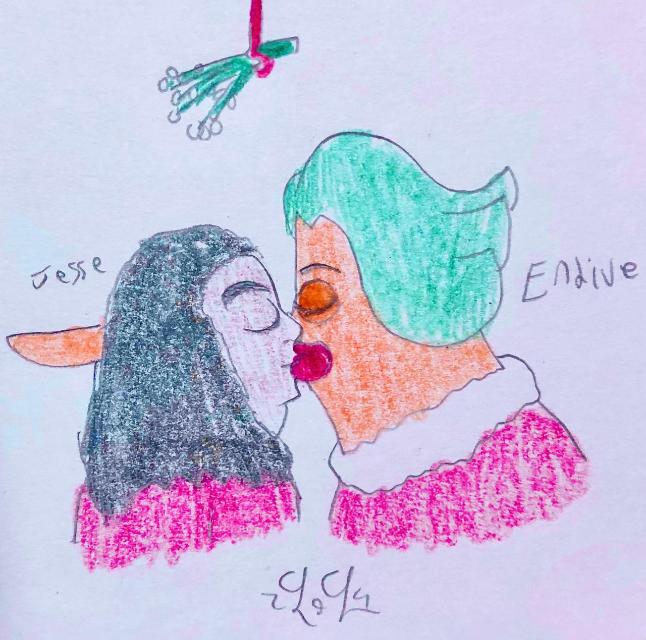 Endive Deviantart Jesse and Endive kissing under the mistletoe by LugiaLover249 on DeviantArt