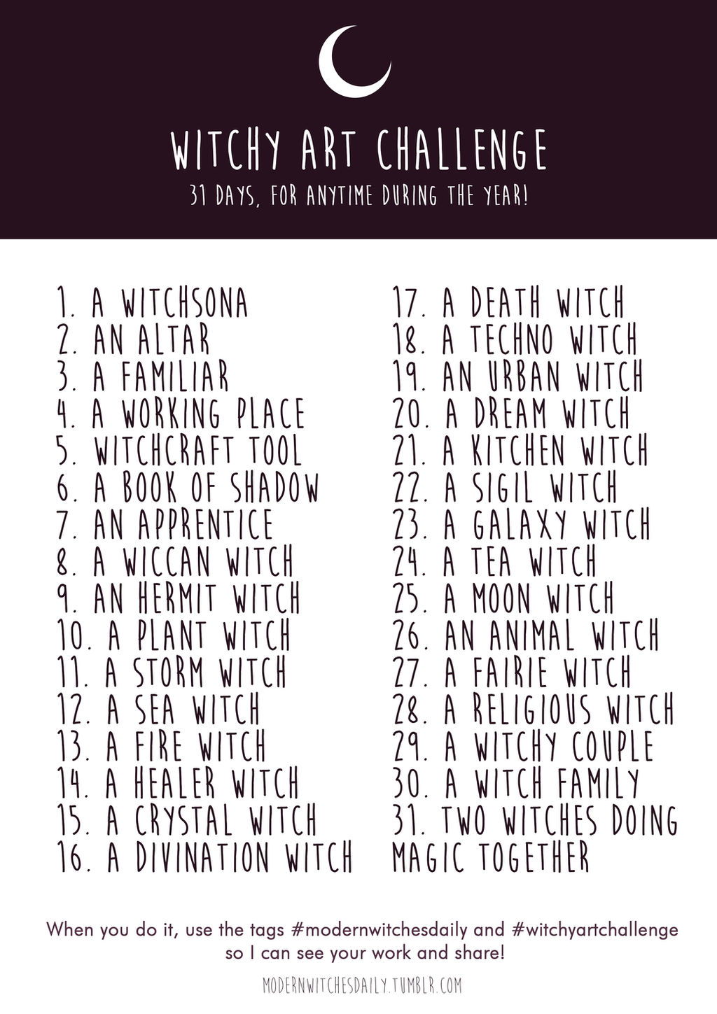 Witchy Art Challenge - Inktober 2016!