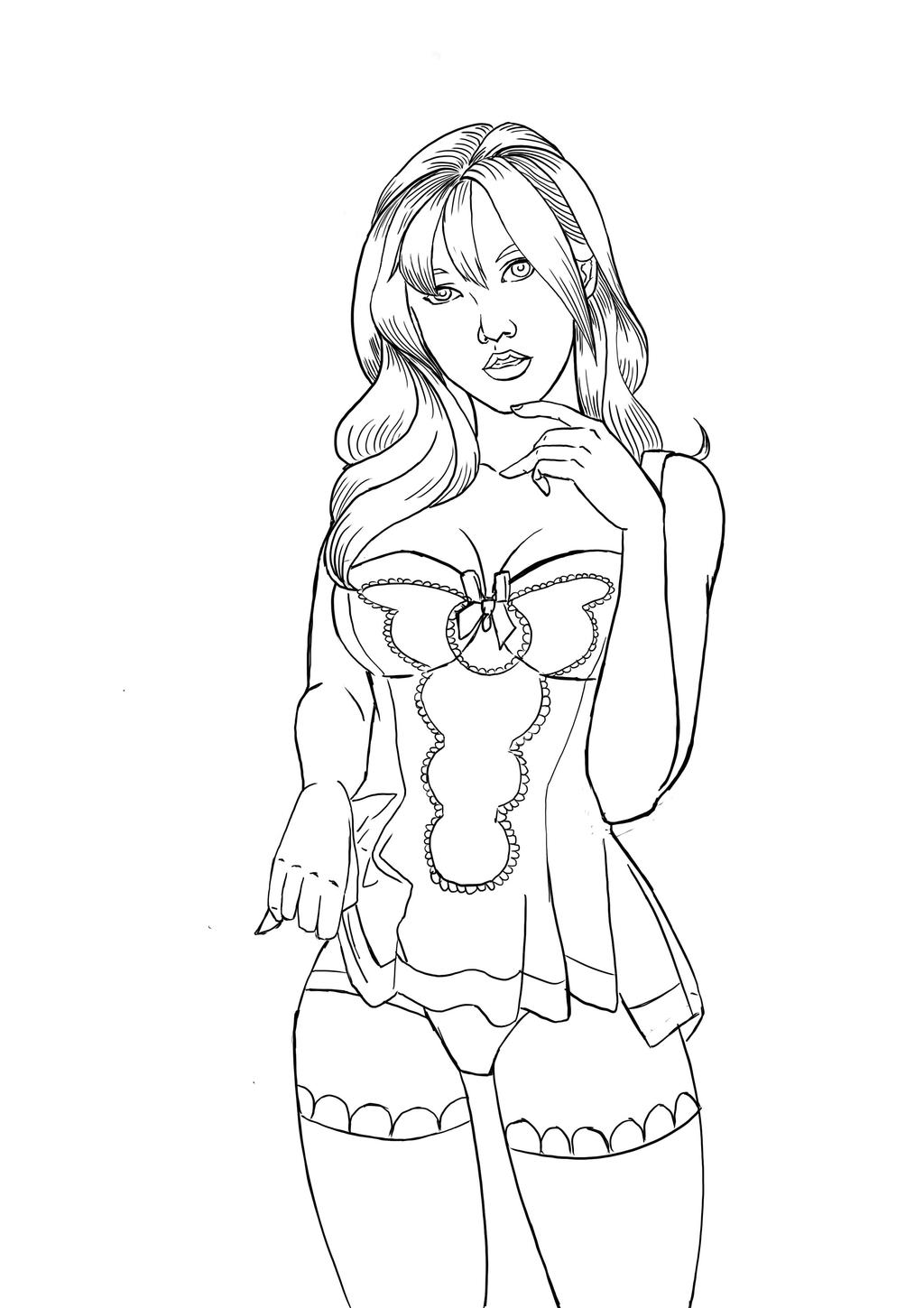Sexy lingerie girl lineart by aimanyazam on DeviantArt Sexy lingerie girl lineart by aimanyazam on DeviantArt