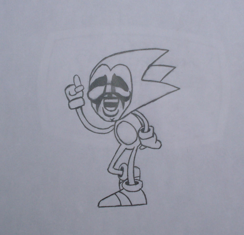 DRAWING OF MAJIN SONIC IN A 80'S TV