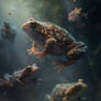 Floating Frogs Wallpaper