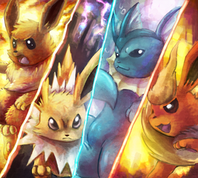 Kanto Eeveelution...STRIKE!! by Deruuyo