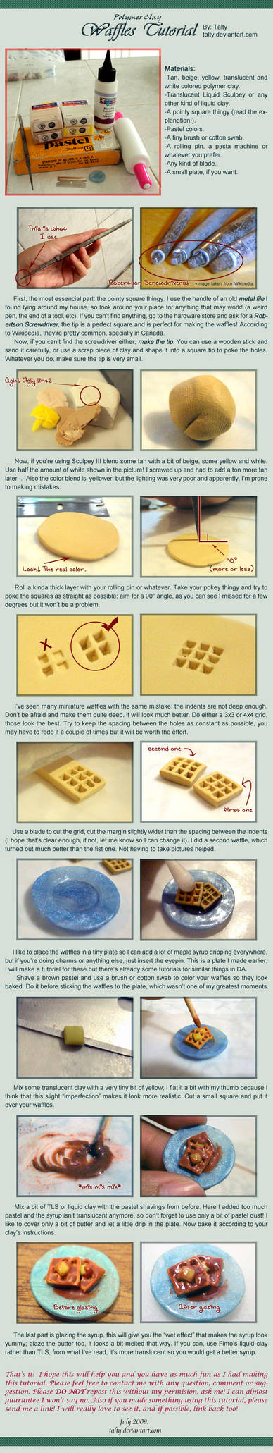 Polymer Clay Waffles Tutorial by Talty