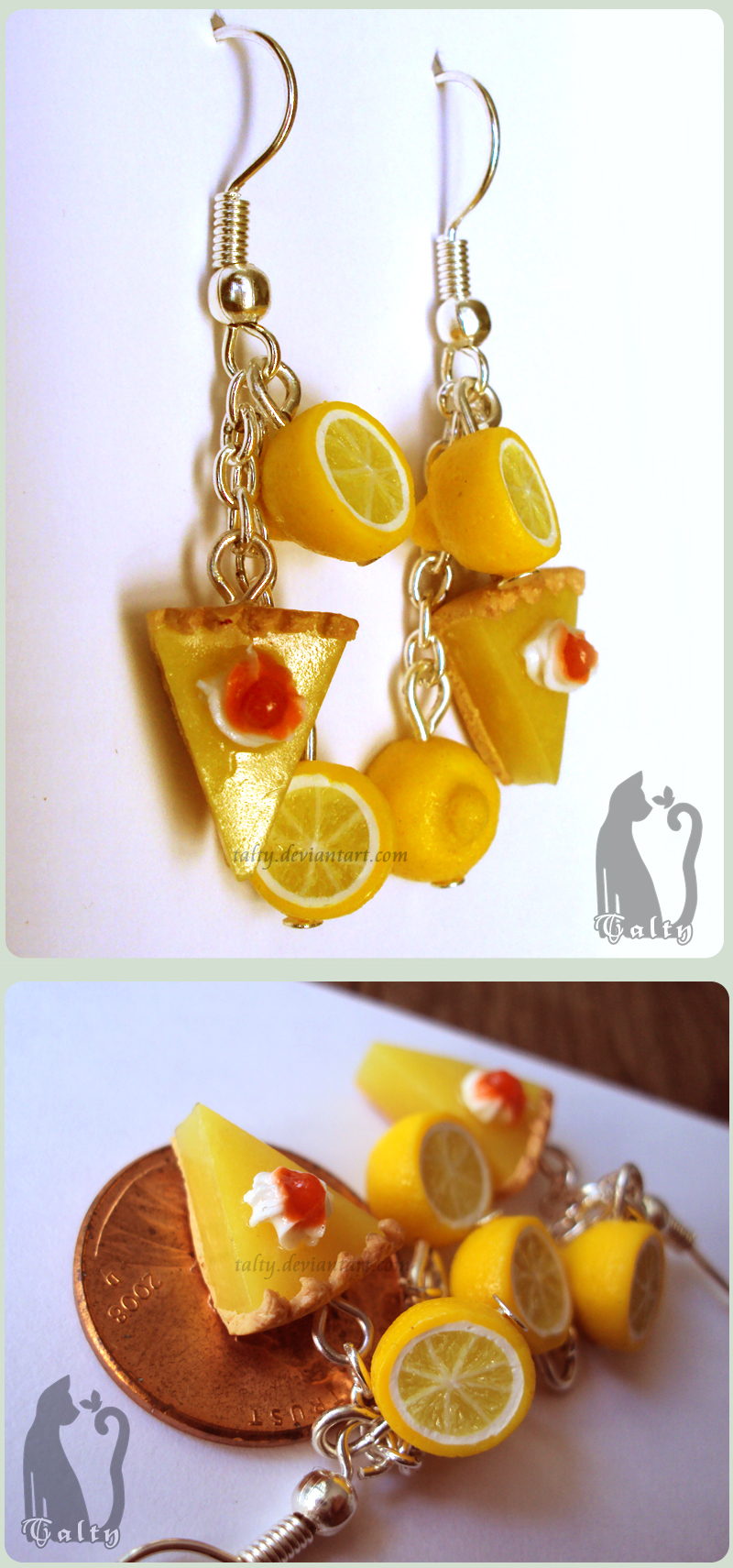 Polymer Clay Lemon Pie Earrings