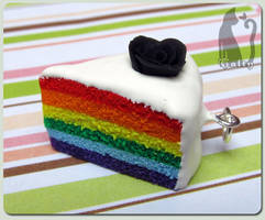 Rainbow cake with black rose