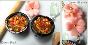 Polymer Clay Ramen Bowls and Cherry Blossoms