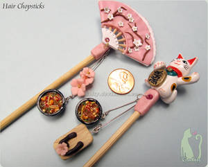 Polymer Clay and Bamboo Hair Chopsticks