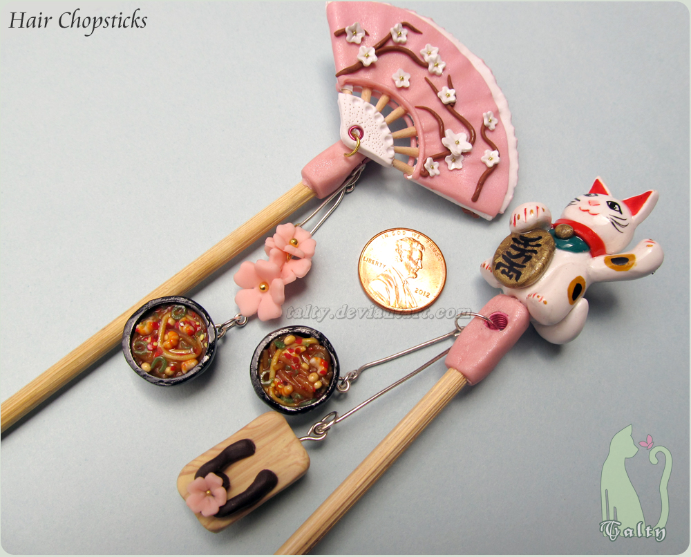 Polymer Clay and Bamboo Hair Chopsticks by Talty on DeviantArt