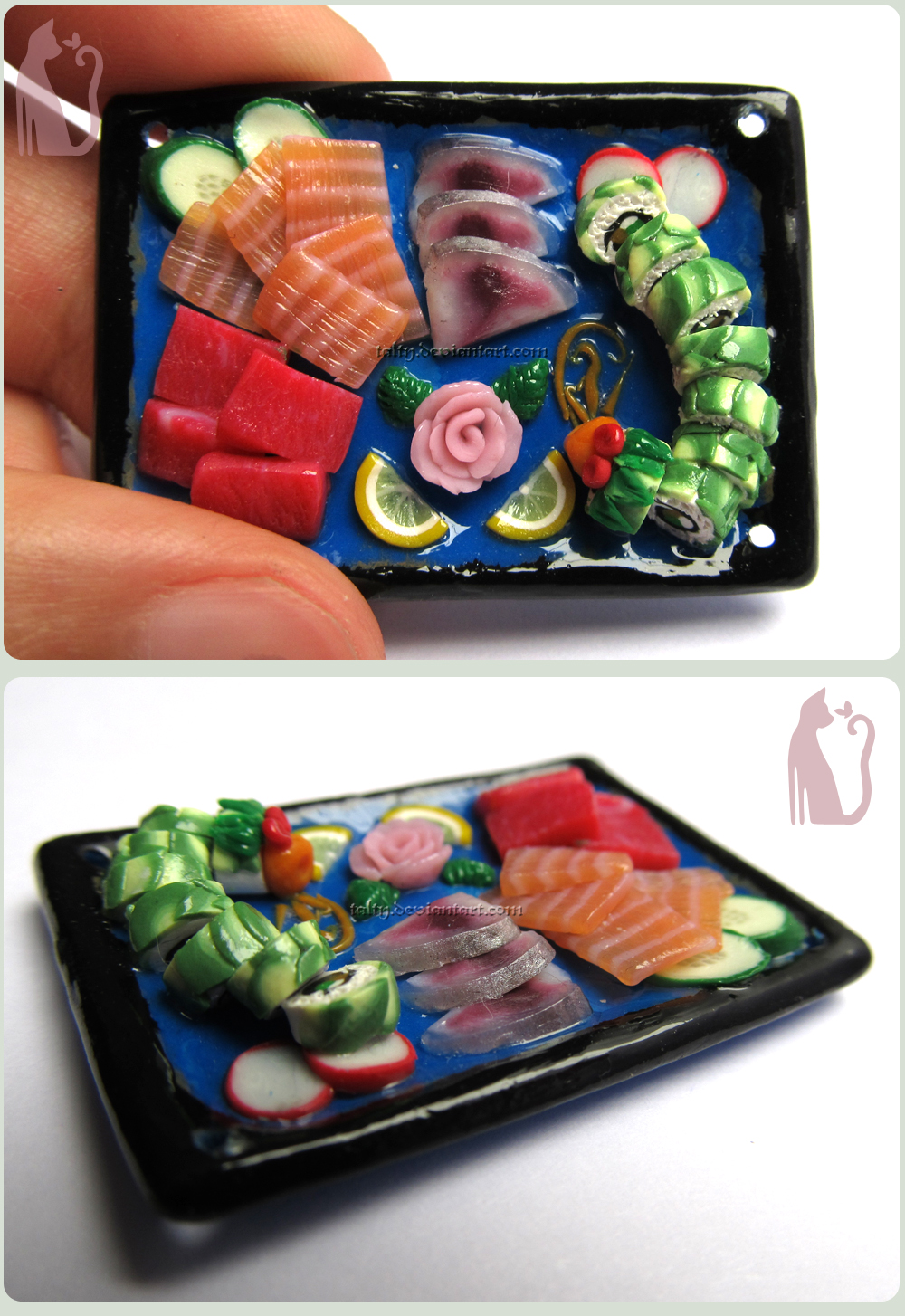 Polymer Clay Sashimi Tray and Dragon Roll