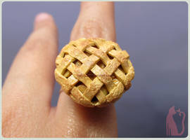 Polymer Clay Miniature Apple Pie Ring