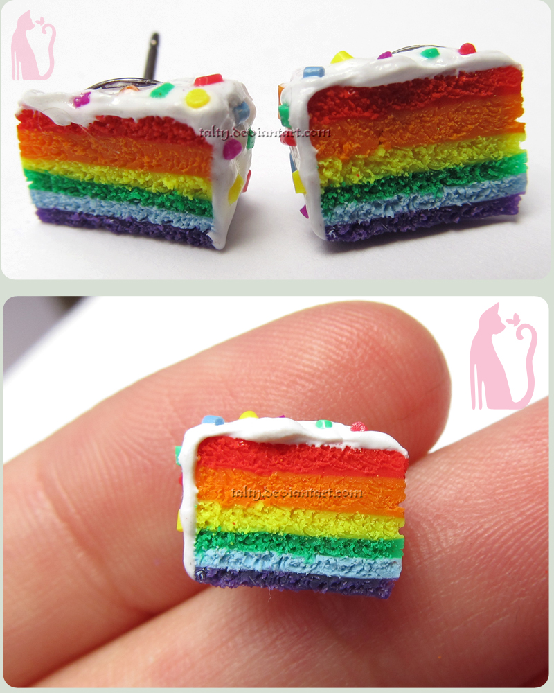 Rainbow cake earrings