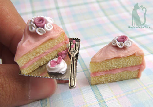 Polymer clay pink rose cake set