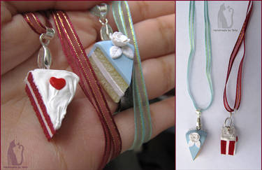 Polymer clay cake necklaces