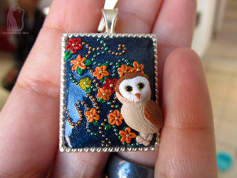 Polymer clay owl pendant