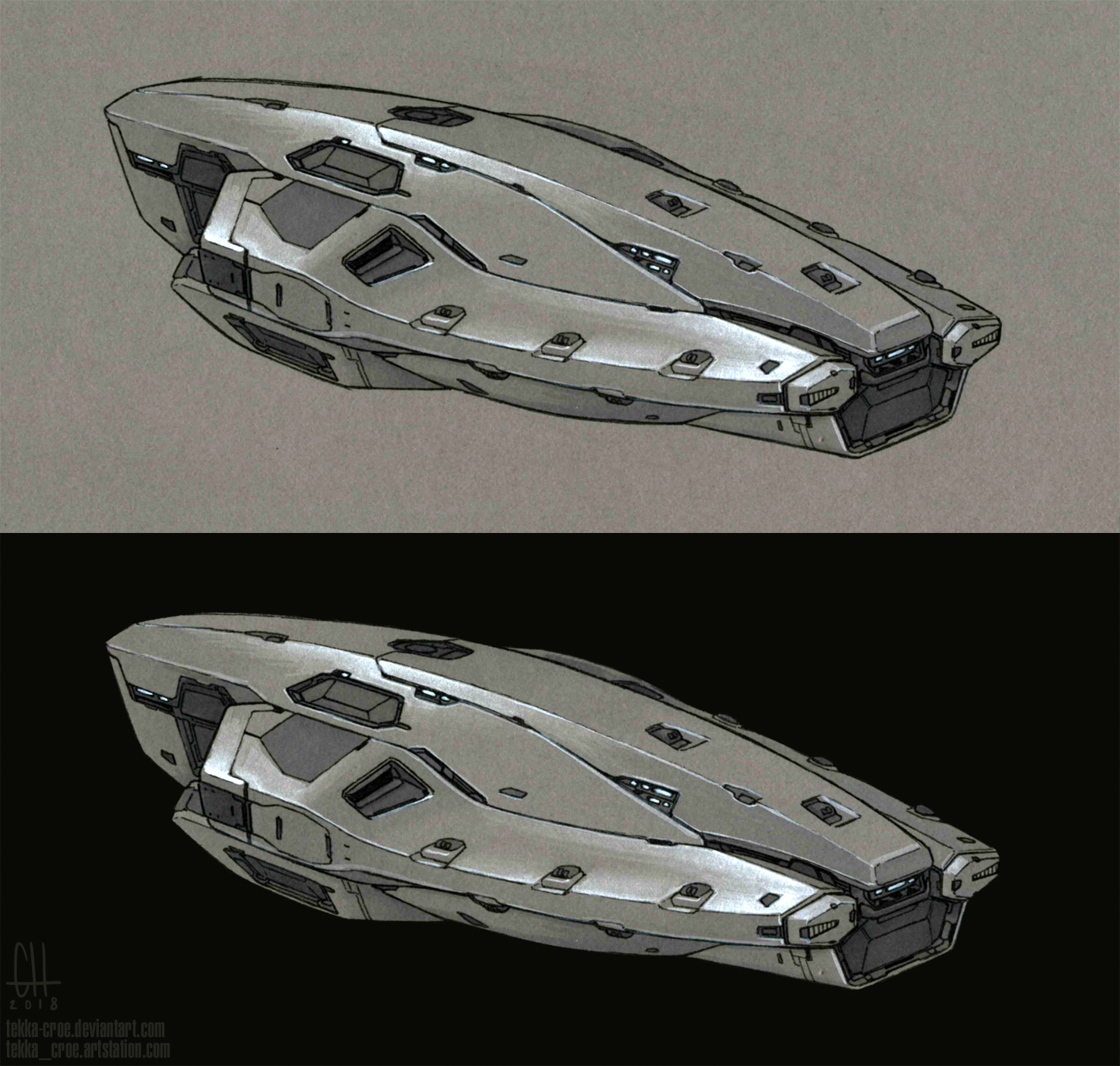 Inktober 2018 Day 28 (Landing Frigate) by Tekka-Croe