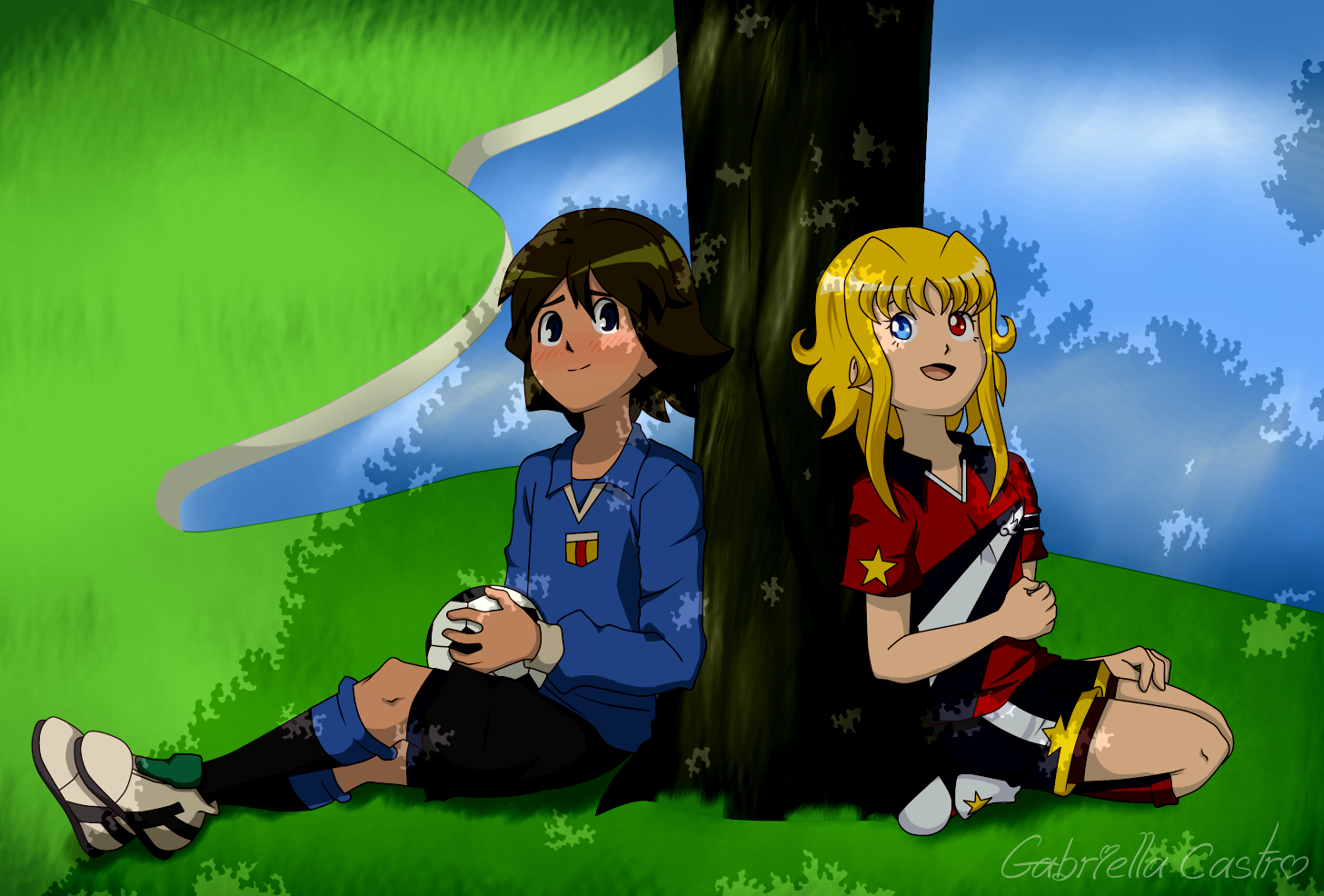 Fidio and Ahiru - resting after training