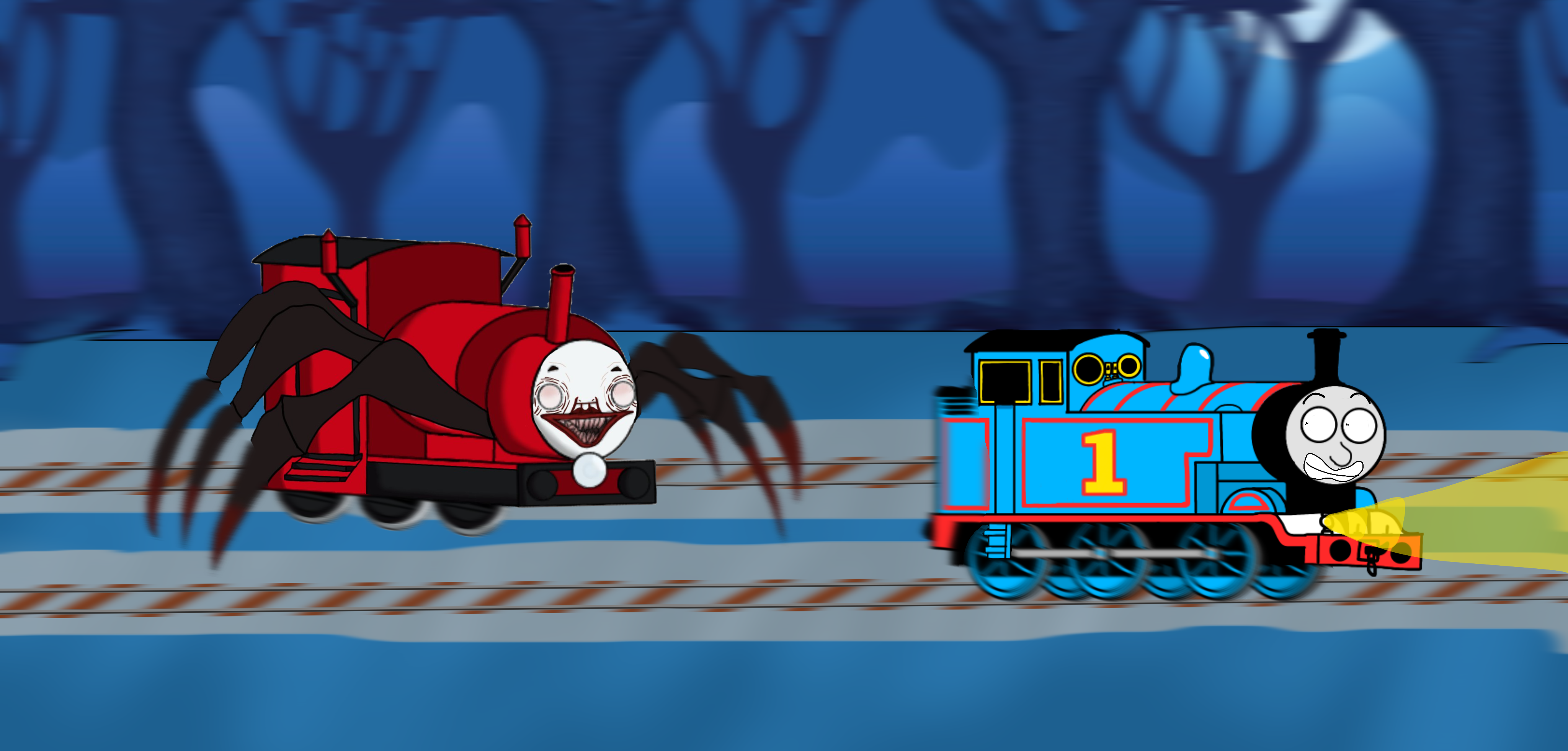 Choo Choo Charles Chases Thomas The Tank Engine by Anthonypolc on