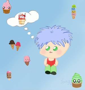 chibi boy dreaming of icecream