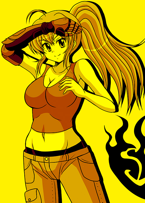 Yang with a ponytail.