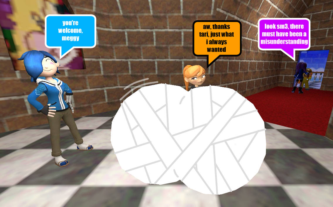 Tari inflates Meggy's fixed butt by kaitinnae on DeviantArt