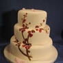 Sumi-e style blossoms on cake