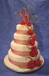 Red fabric rose cake by Dragonsanddaffodils