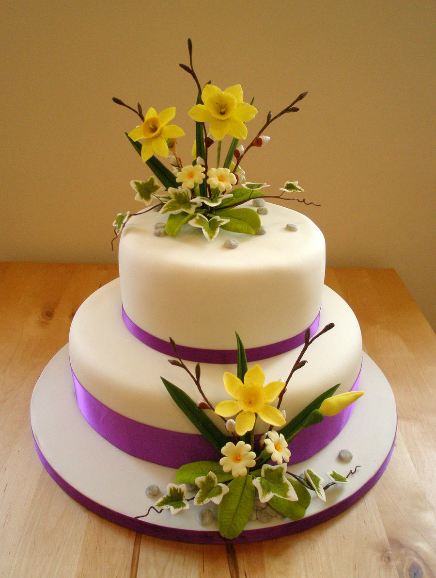 Spring flowers wedding cake