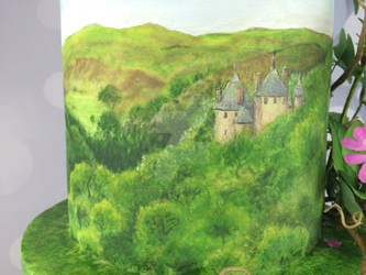 Castle coch painting on wedding cake 