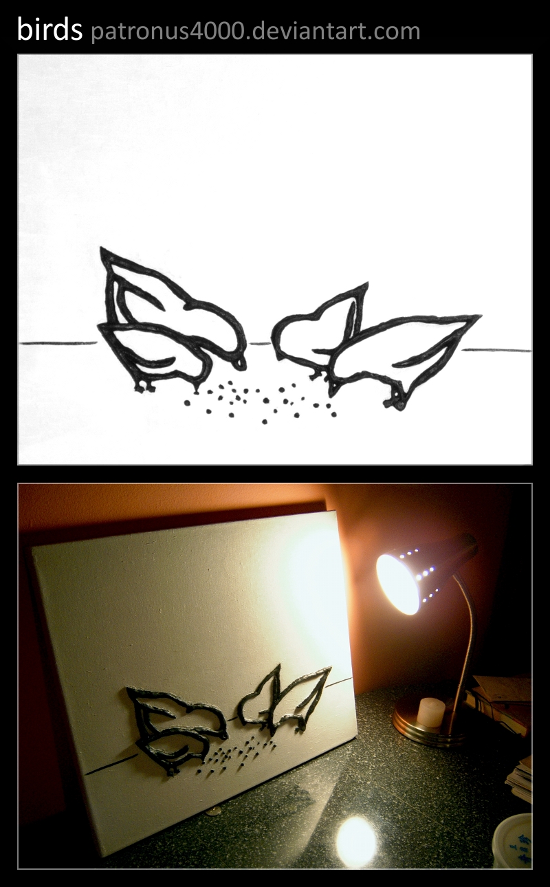 birds -sculpture on canvas- by patronus4000