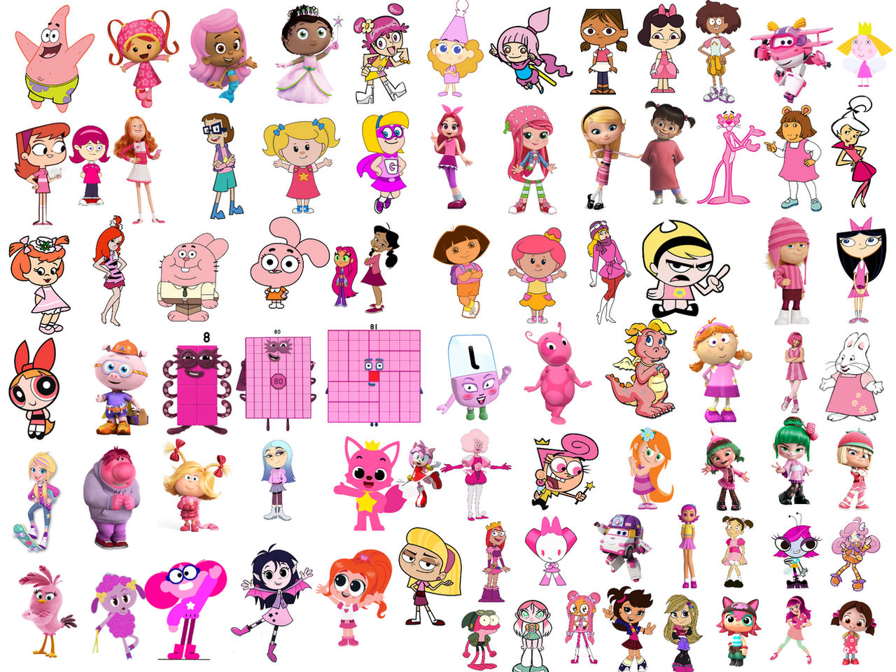 Pink Character Color Pink characters by Elishaboy on DeviantArt